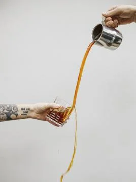Process of preparing filter coffee on the cafe Stock Photos