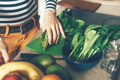 The process of preparing food for cooking dinner. Stock Photos
