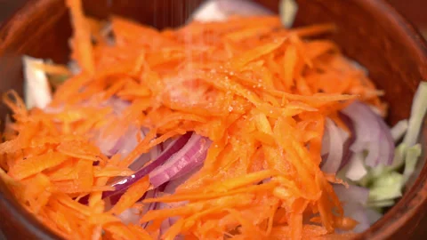 Process of preparing fresh vegetable salad Stock Footage 254591152