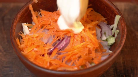 Process of preparing fresh vegetable salad Stock Footage 254591371