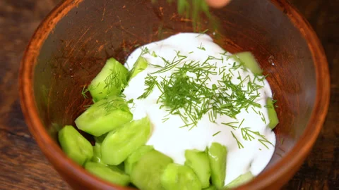 Process of preparing fresh vegetable salad Stock Footage 254594725