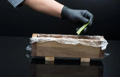 The process of preparing sushi Stock Photos