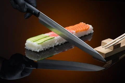 The process of preparing sushi Stock Photos