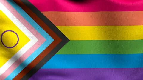 Process Pride, LGBT flag blowing in the wind. 3D rendering illustration of wa Stock Illustration