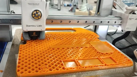 Process printing 3D printer 3D printer creating model molten plastic close-up Stock Footage 284066116