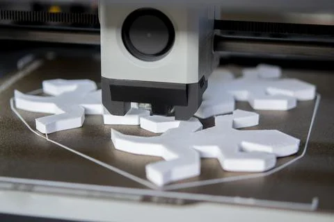 The process printing 3D printer 3D printer printing object from molten plastic Stock Photos