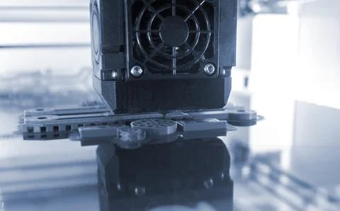 The process printing 3D printer 3D printer printing object from molten plastic Stock Photos
