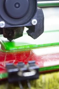 The process printing 3D printer 3D printer printing object from molten plastic Stock Photos