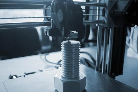 The process printing 3D printer 3D printer printing object from molten plastic Stock Photos