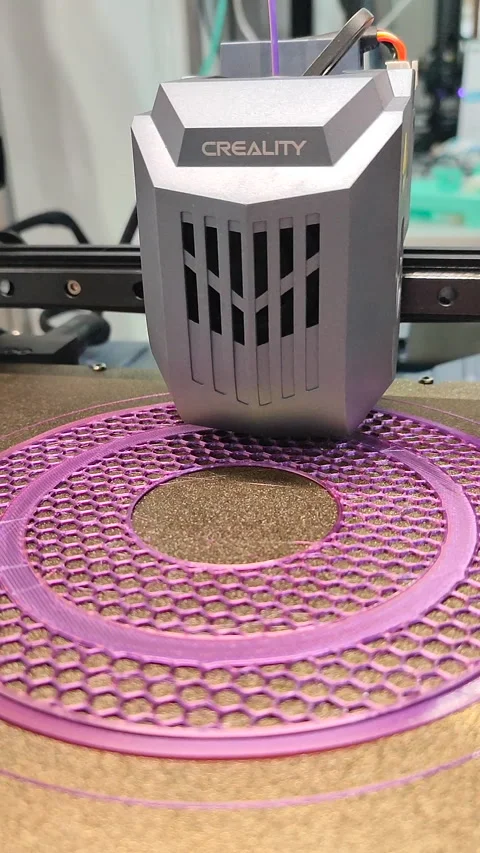 Process printing 3D printer creating model molten plastic close-up Vertical Stock Footage 284066319