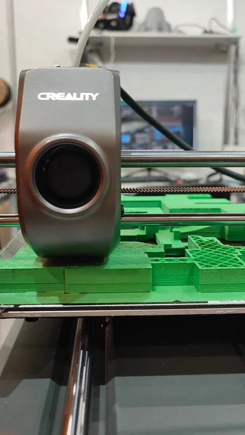 Process printing 3D printer creating model molten plastic close-up Vertical Stock Footage 284066361