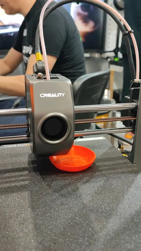 Process printing 3D printer creating model molten plastic close-up Vertical Stock-Footage 284066462