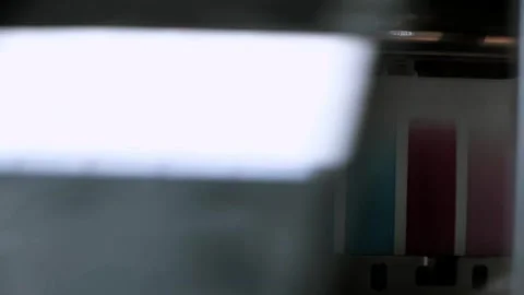 The process of printing a color inkjet printer in close-up. The rolles is Stock Footage 314622008