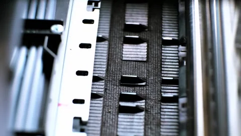 The process of printing a color inkjet printer in close-up. The rolles is Stock Footage 314622015