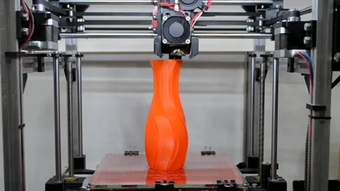 Process printing model on 3d printer. 3D high tech digital printer computer Stock Footage 156978872