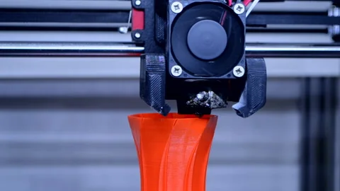 Process printing model on 3d printer. 3D high tech digital printer computer Stock Footage 156978898