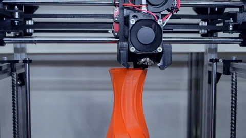Process printing model on 3d printer. 3D high tech digital printer computer Stock Footage 156979002
