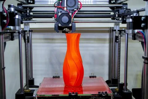 Process printing model on 3d printer. High tech digital printer computer Stock Photos