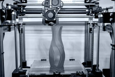 Process printing model on 3d printer. High tech digital printer computer Stock Photos