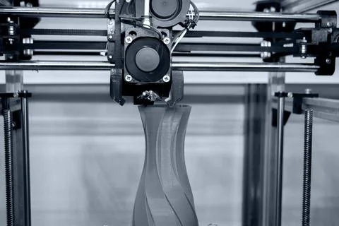 Process printing model on 3d printer. High tech digital printer computer 스톡 사진