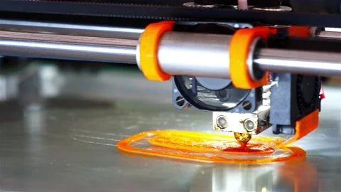 The process of printing a part on a 3D printer Stock Footage 159742358