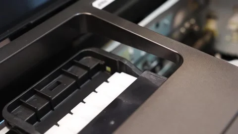 The process of printing on a photo printer. printer for home or office. Stock Footage 286304445