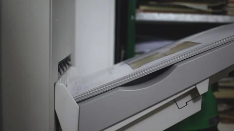 Process of printing products close-up view. Paper, newspaper, print shop Vídeos de archivo 168183151