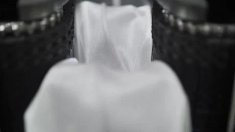 Process producing blocks of dependent springs at mattress factory indoors. Stock-Footage 240757317