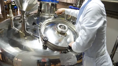 The process of producing a liquid powder for washing. Reactor Stock Footage 107270606