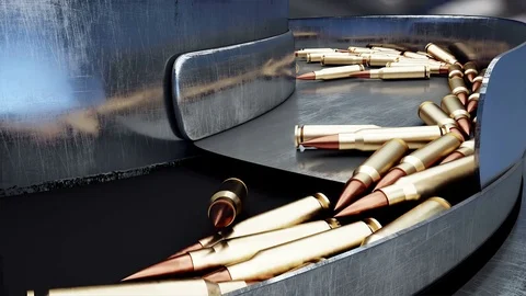 Process of production of bullets. Industrial concept. Factory equipment  库存影片 73817476