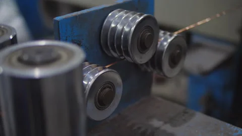 Process for the production of electric copper cable plant, close-up. Video stock 124064132
