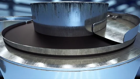 Process of production of nuts, screws. Industrial concept. Factory equipment 스톡 동영상 73831143