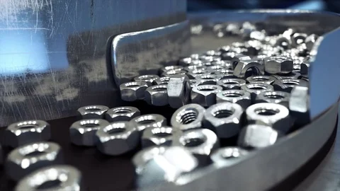 Process of production of nuts, screws. Industrial concept. Factory equipment Vidéo 73836278