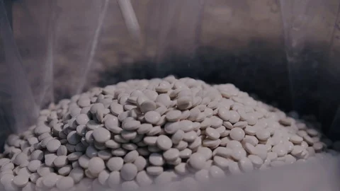 Process of production of pills, tablets. Industrial pharmaceutical concept Stock Footage 109548218