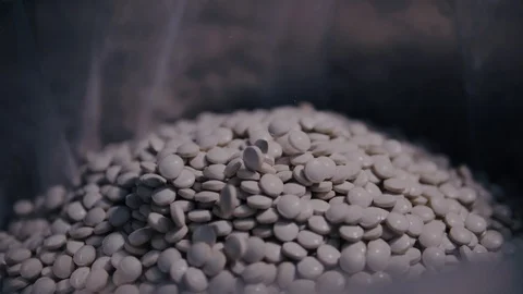 Process of production of pills, tablets. Industrial pharmaceutical concept Stock Footage 109548319
