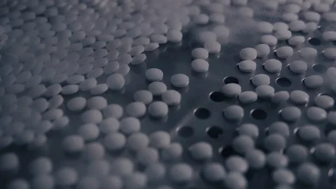 Process of production of pills, tablets. Industrial pharmaceutical concept Stock Footage 109548553