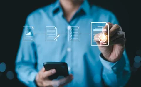 Process to Quality Assurance and Document Control Workflow. Stock-Fotos