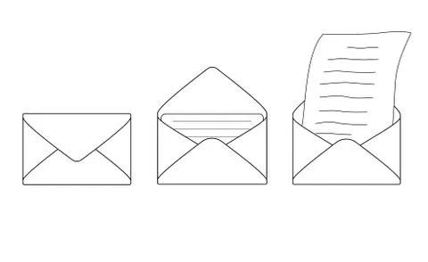 The process of receiving a message is a closed envelope, an open envelope Illustrazione stock