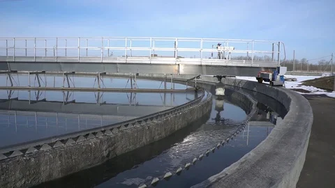 The process of recirculating sediment with a solid contact donkey in a water Stock Footage 129560635