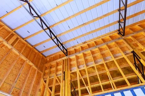 Process reconstruction in interior of warehouse is under construction large a Stock Photos