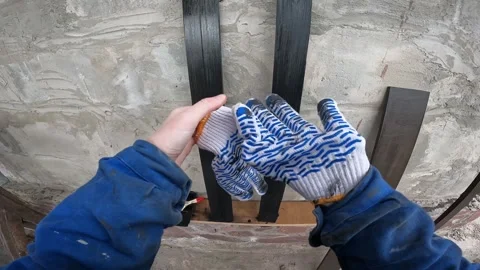 The process of removing protective cotton gloves Stock Footage 336266066