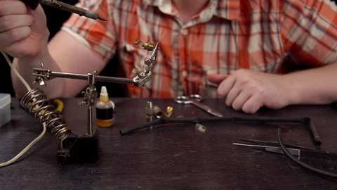 Process of replacing the cable for audio rca connector. Stock Footage 111897764