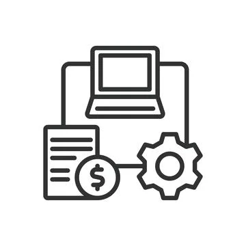 Process request, icon in line design. Process request, workflow management, task Stock Illustration