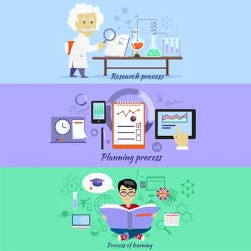 Process Research Planning and Learning Stock Illustration