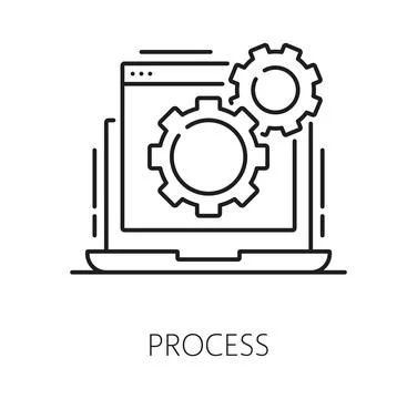 Process robotic automation line icon or RPA symbol イラスト素材