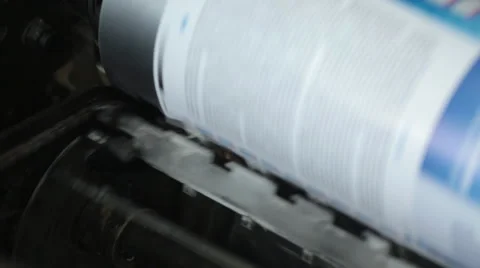 The process of rotation of printer drum at the printing house Stock Footage 43739617