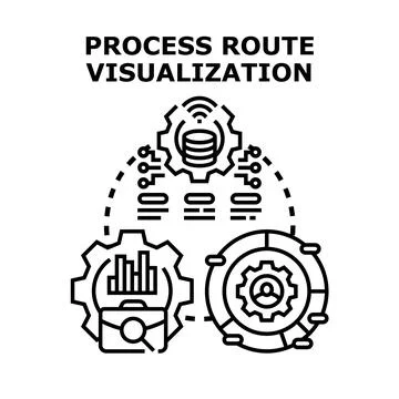 Process route visualization for business analytics and data management Stock Illustration