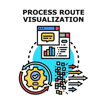 Process route visualization illustrating data flow management Stock Illustration
