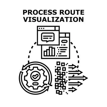 Process route visualization illustrating data flow management Stock Illustration