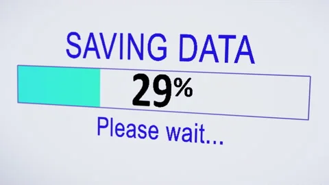 Process of saving files on Computer Screen. Selective focus and screen pixel Stock Footage 150498917